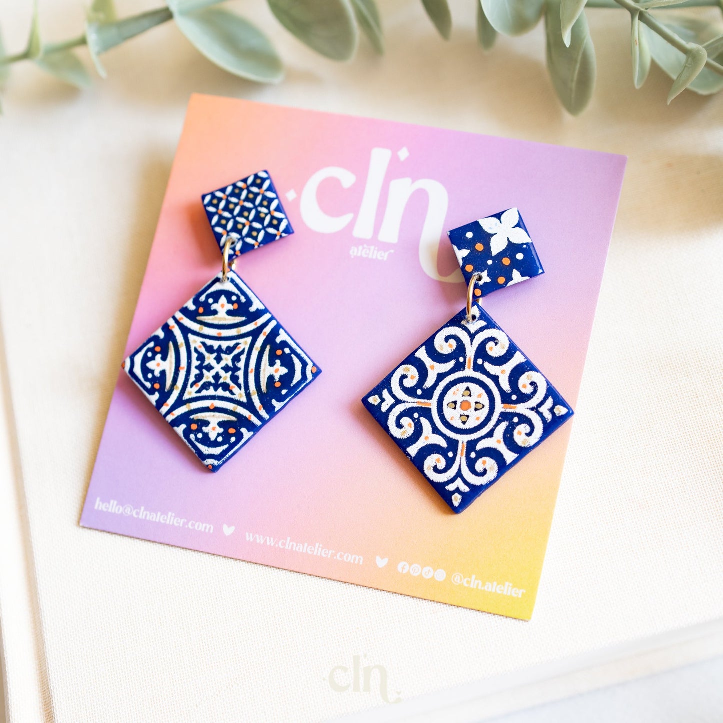 Azulejos tiles 1 - Earrings - CLN Atelier
