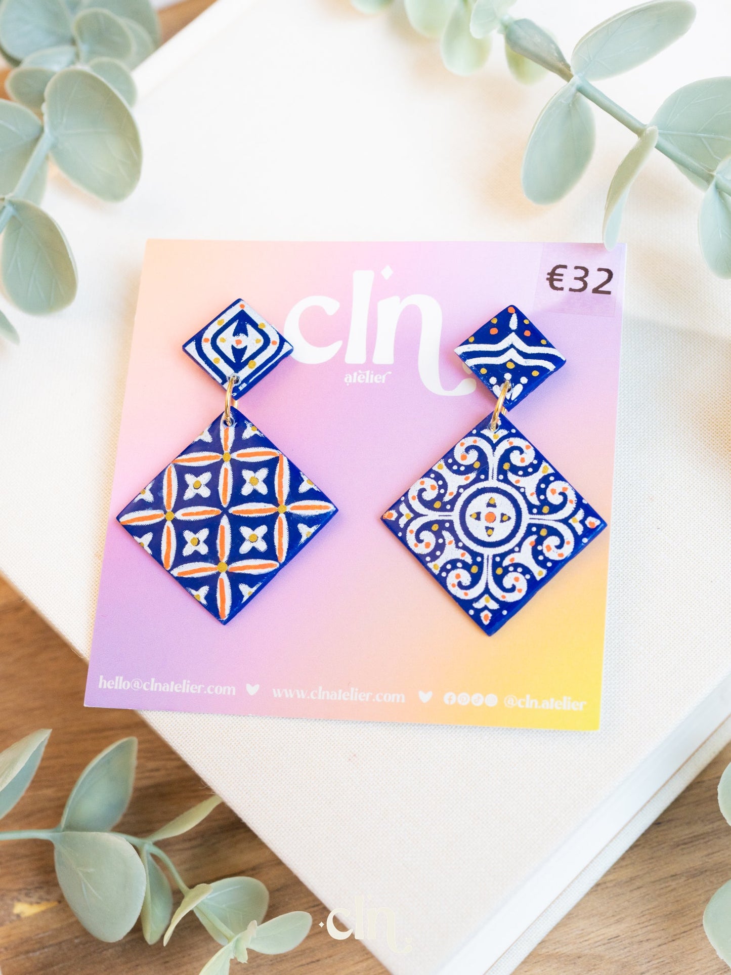 Azulejos tiles 8 - Earrings - CLN Atelier