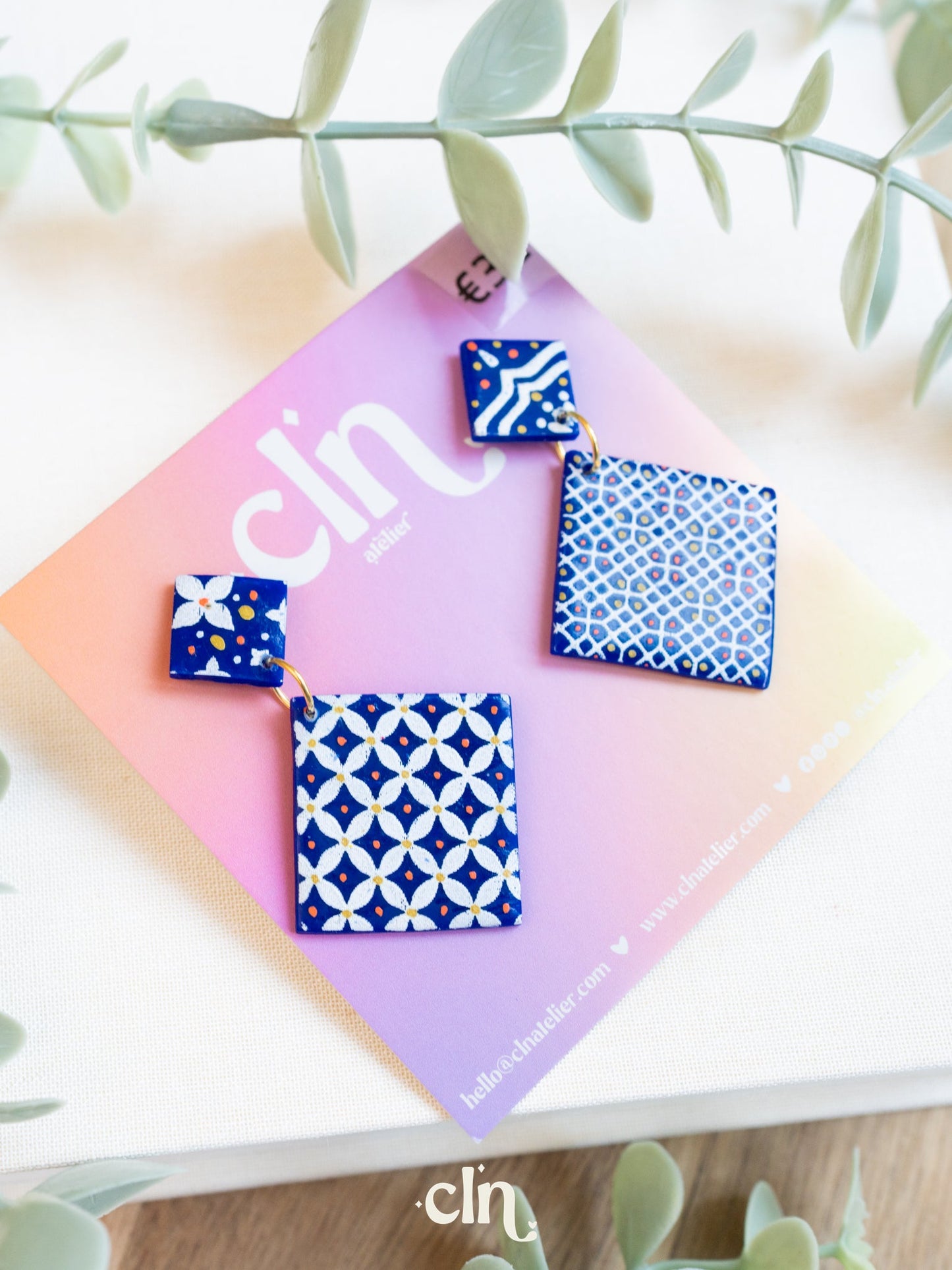 Azulejos tiles 9 - Earrings - CLN Atelier
