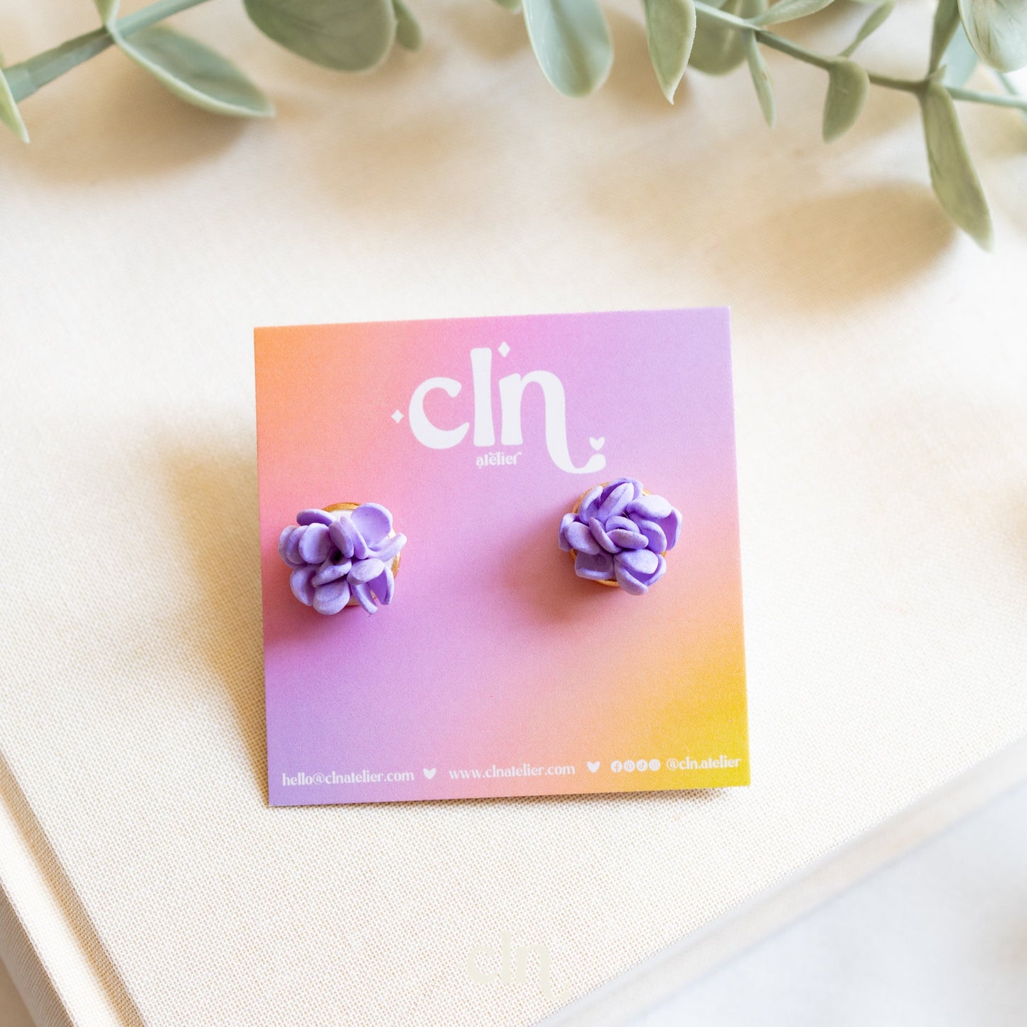 Flower studs - lavender - Earrings - CLN Atelier