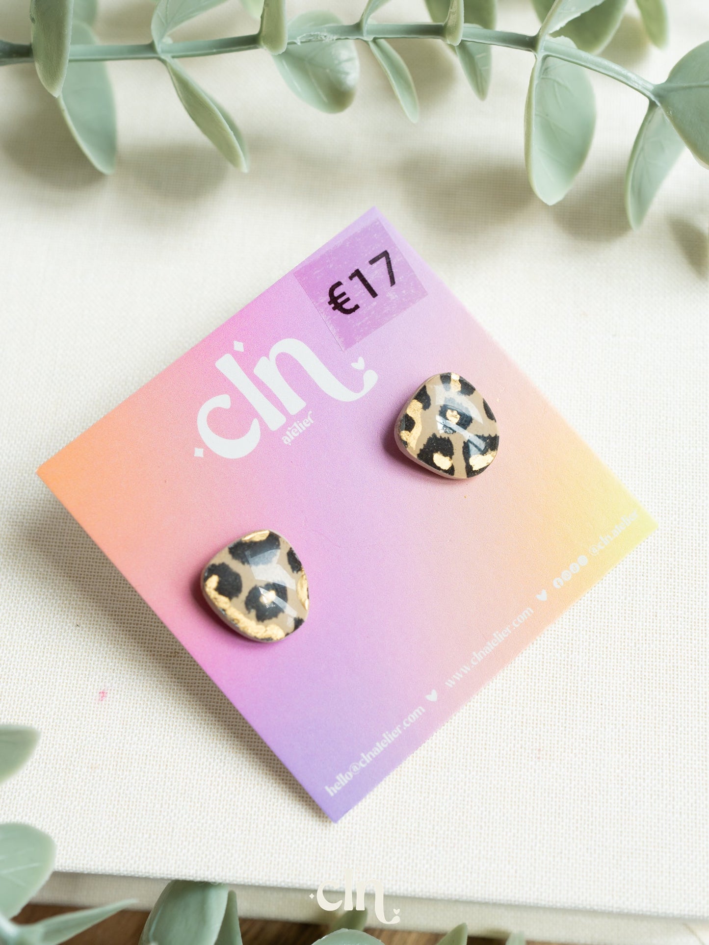 Leopard studs - J - Earrings - CLN Atelier