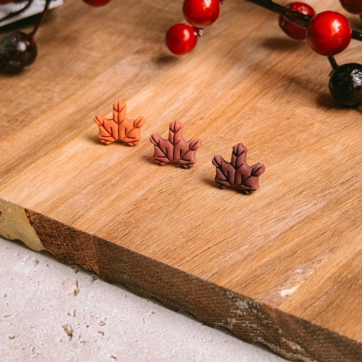 Maple leaf studs (3 colors) - Earrings - CLN Atelier