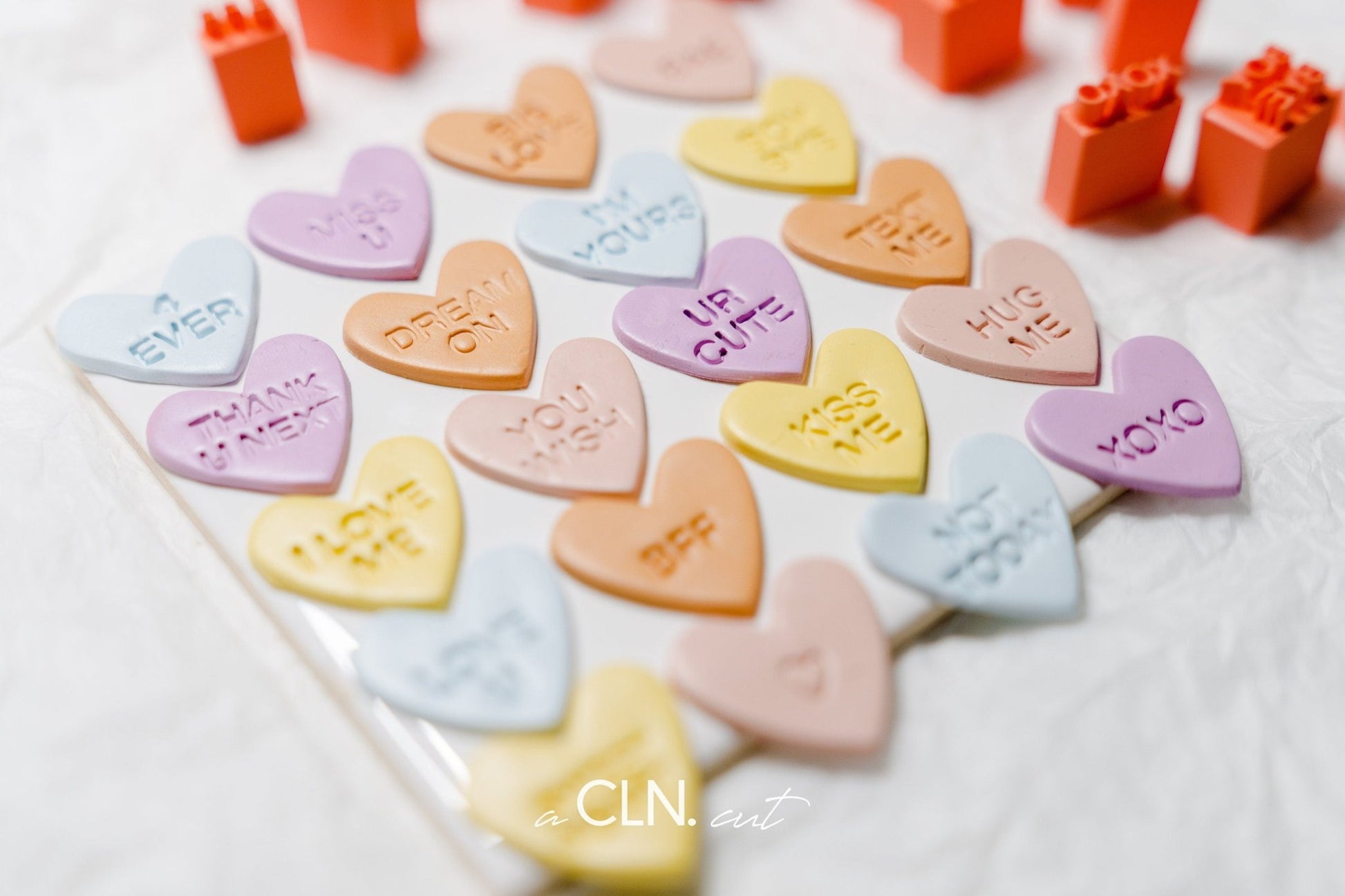 Candy Heart Text Mini Stamp - clay stamp - CLN Atelier