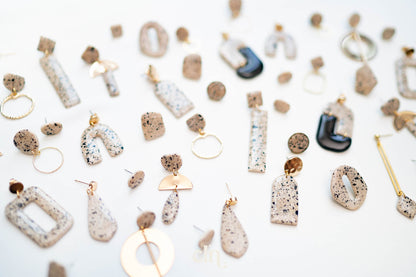Faux Dalmatian Jasper studs with golden brim - Earrings - CLN Atelier
