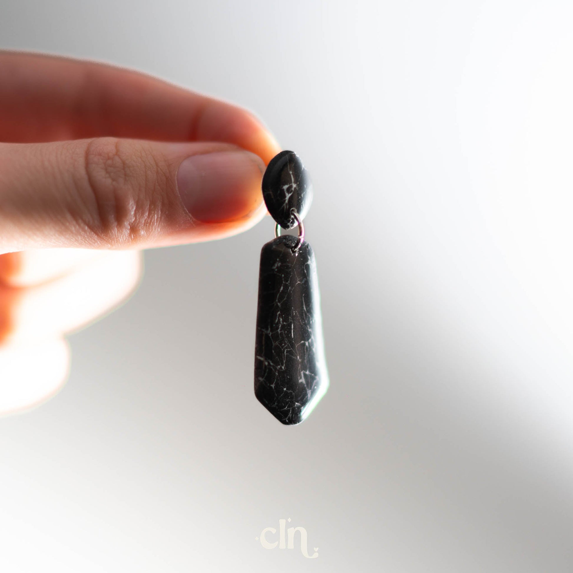 Faux stone black marble dangle - Earrings - CLN Atelier