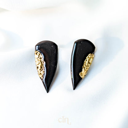 Faux stone dagger with gold accents - Earrings - CLN Atelier