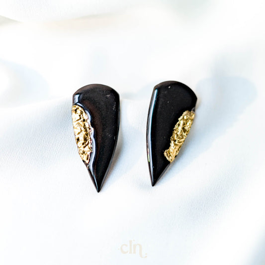 Faux stone dagger with gold accents - Earrings - CLN Atelier