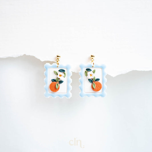 Orange stamps - Earrings - CLN Atelier