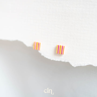 Square striped studs - Earrings - CLN Atelier