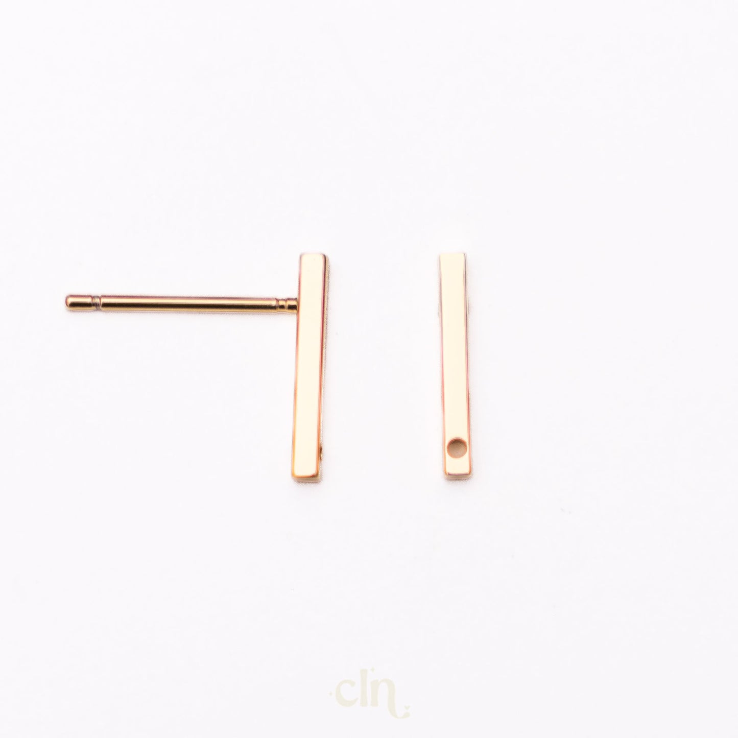 Bar stud with hole 18K gold plated - Earring findings - CLN Atelier