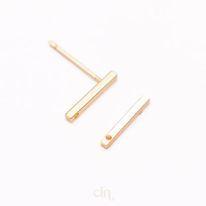 Bar stud with hole 18K gold plated - Earring findings - CLN Atelier