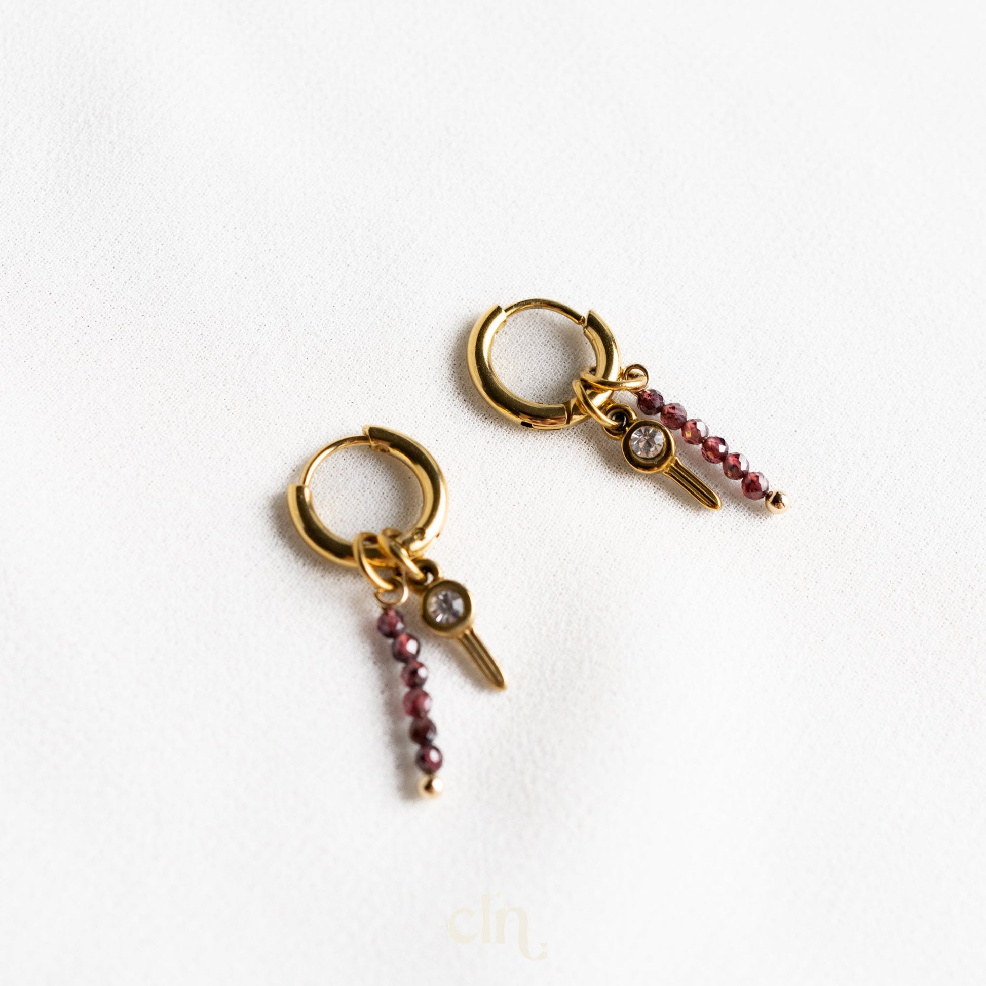 Beaded hoops with keys - Earrings - CLN Atelier