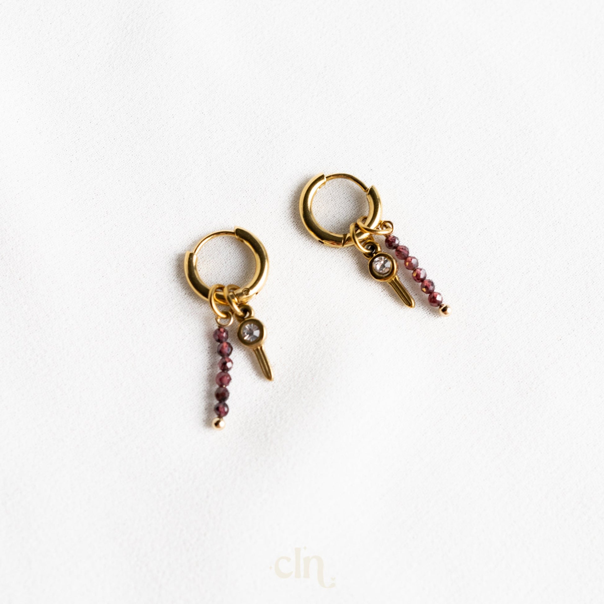 Beaded hoops with keys - Earrings - CLN Atelier