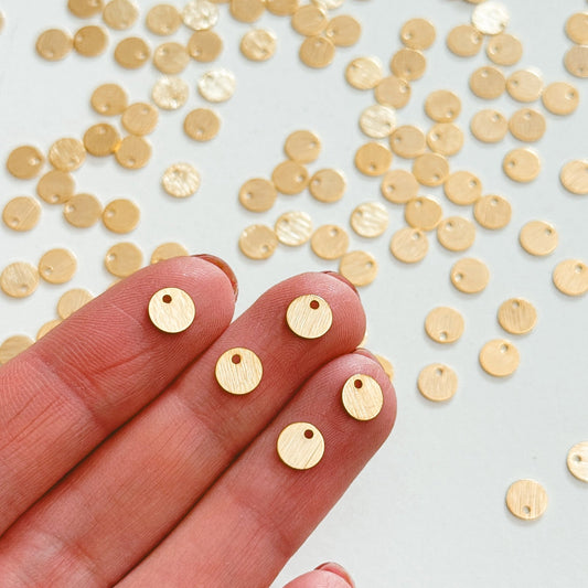 Brushed 6mm circle charm one hole - CLN Atelier
