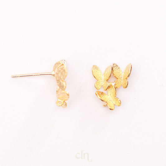 Butterfly stud with loop 24K gold plated - Earring findings - CLN Atelier