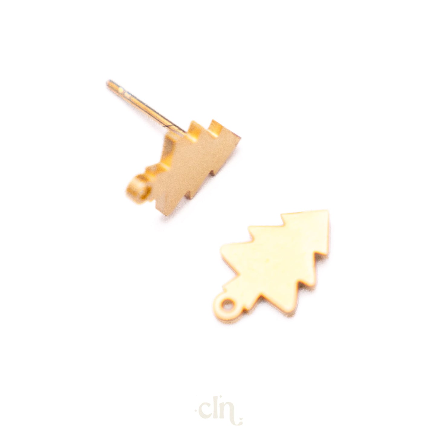 Christmas tree stud with loop gold - Earring findings - CLN Atelier