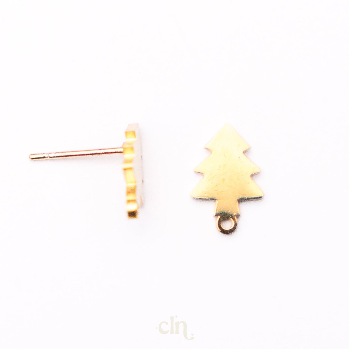 Christmas tree stud with loop gold - Earring findings - CLN Atelier