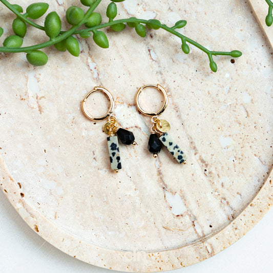 Dainty Dalmatian Jasper hoop - Earrings - CLN Atelier