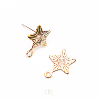 Engraved star stud with loop - Earring findings - CLN Atelier