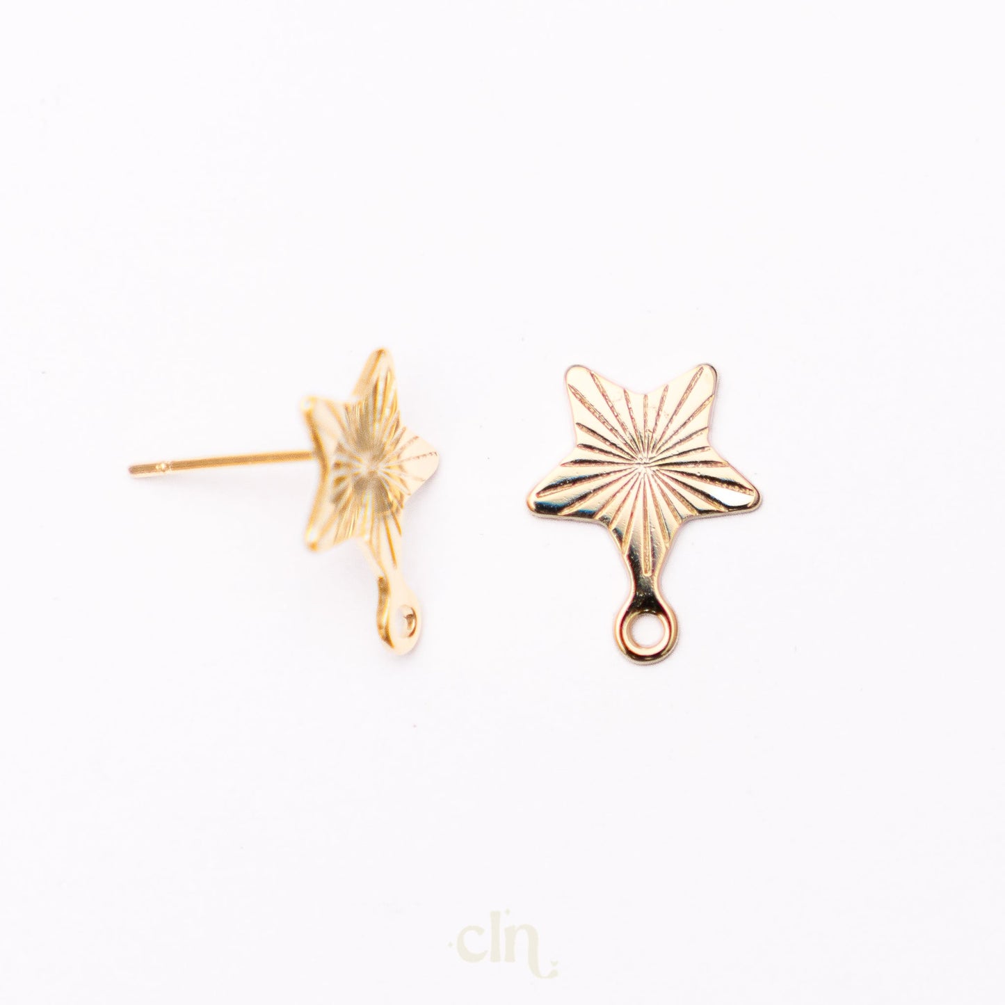 Engraved star stud with loop - Earring findings - CLN Atelier