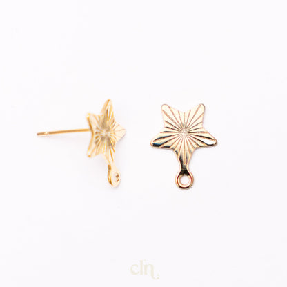 Engraved star stud with loop - Earring findings - CLN Atelier