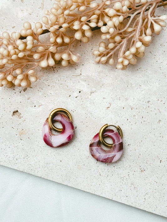 Faux stone burgundy - D - Earrings - CLN Atelier