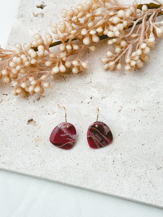 Faux stone burgundy - E - Earrings - CLN Atelier