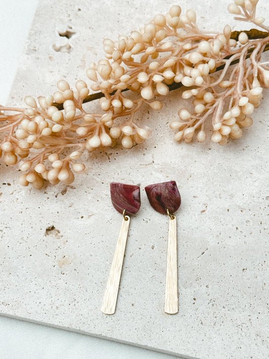Faux stone burgundy - F - Earrings - CLN Atelier