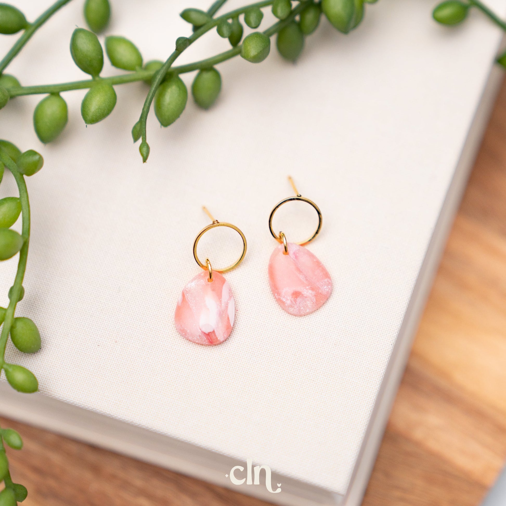 Faux stone dangle - Cotton candy A - Earrings - CLN Atelier