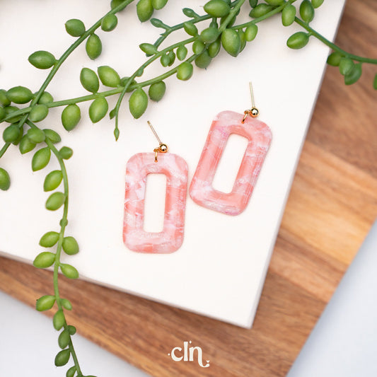 Faux stone dangle - Cotton candy C - Earrings - CLN Atelier