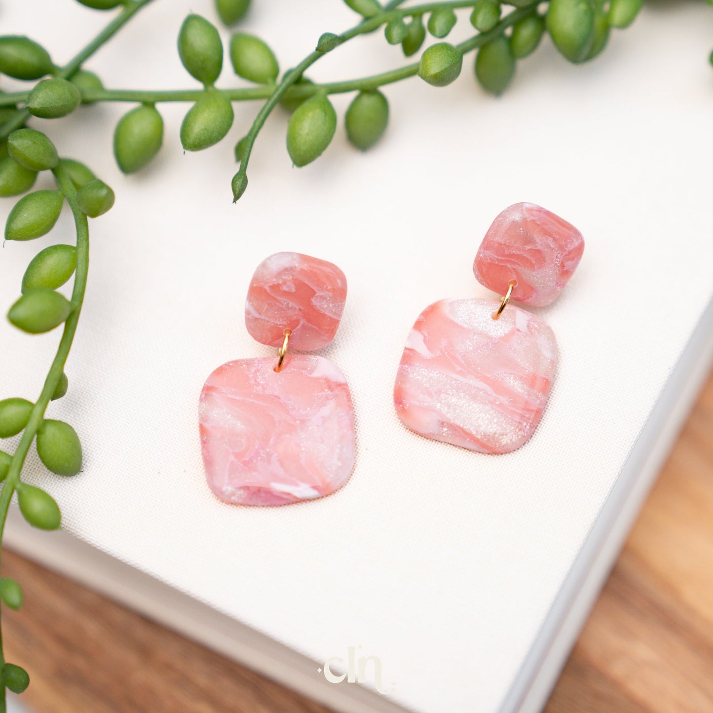 Faux stone dangle - Cotton candy D - Earrings - CLN Atelier