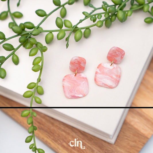 Faux stone dangle - Cotton candy D - Earrings - CLN Atelier