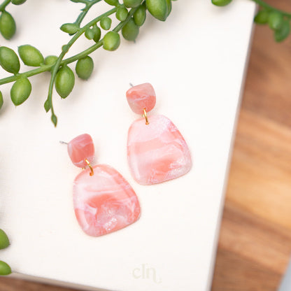 Faux stone dangle - Cotton candy E - Earrings - CLN Atelier