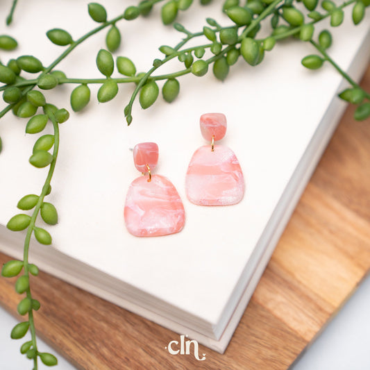 Faux stone dangle - Cotton candy E - Earrings - CLN Atelier