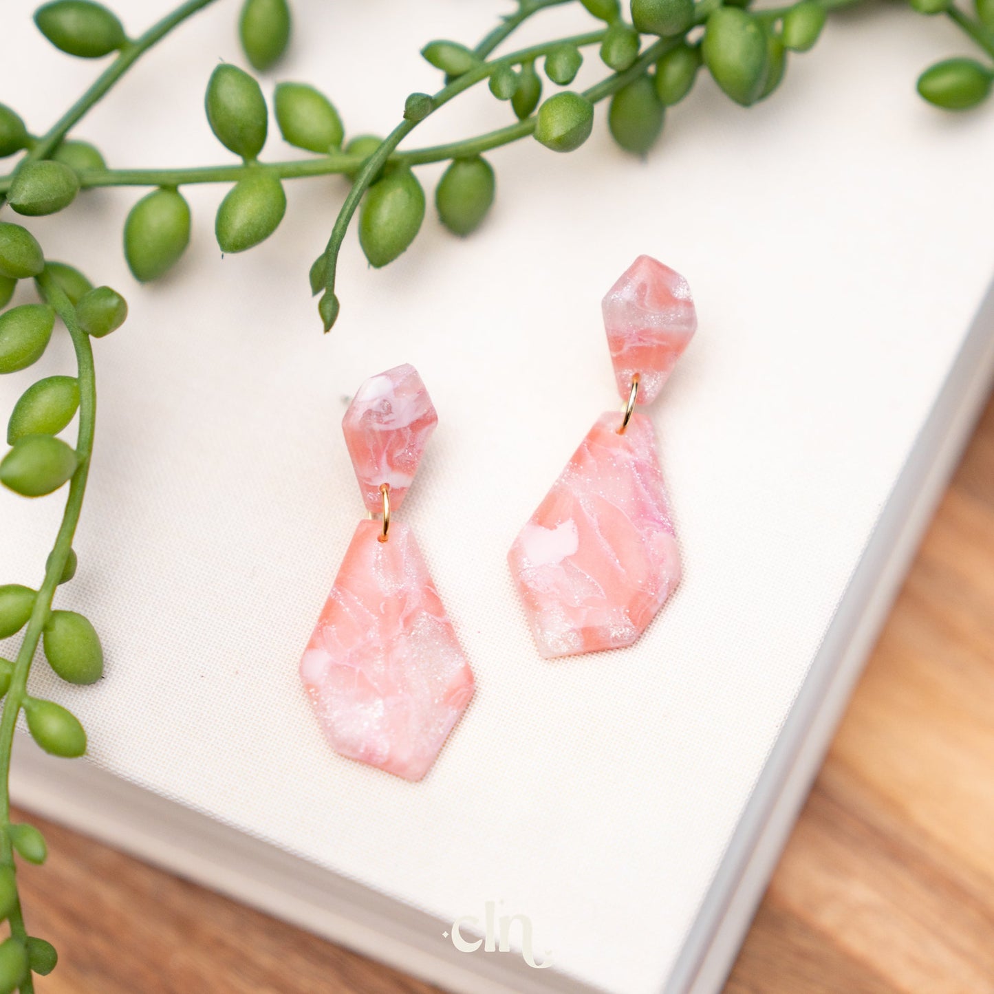 Faux stone dangle - Cotton candy F - Earrings - CLN Atelier