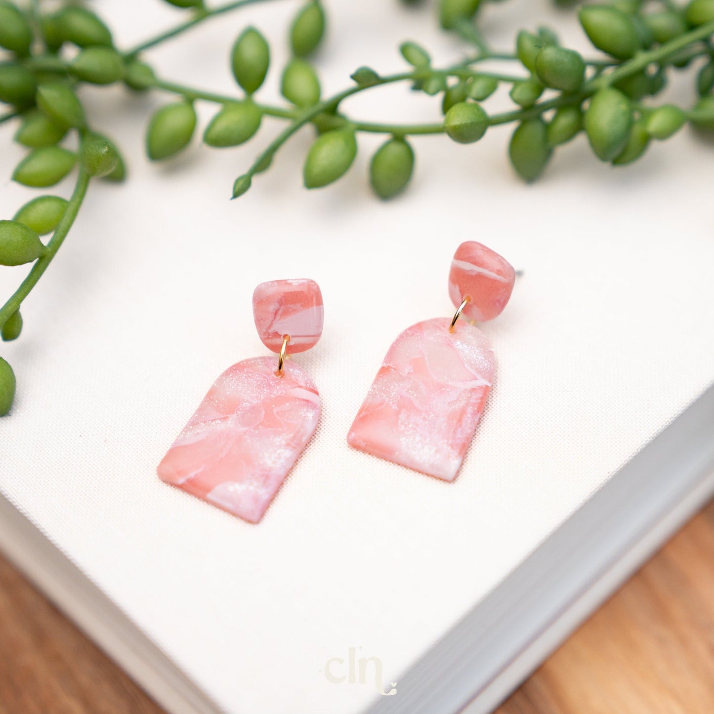 Faux stone dangle - Cotton candy H - Earrings - CLN Atelier