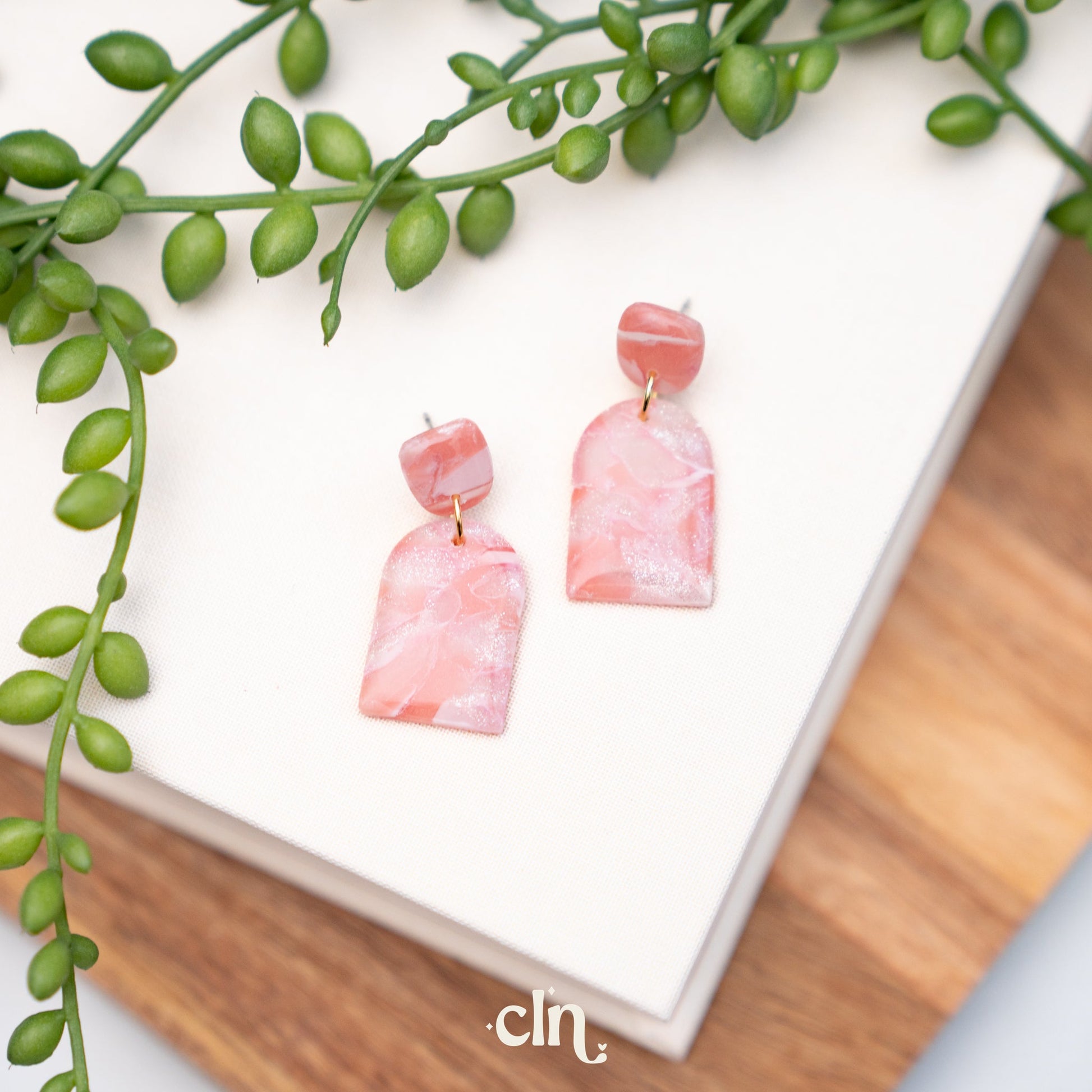 Faux stone dangle - Cotton candy H - Earrings - CLN Atelier