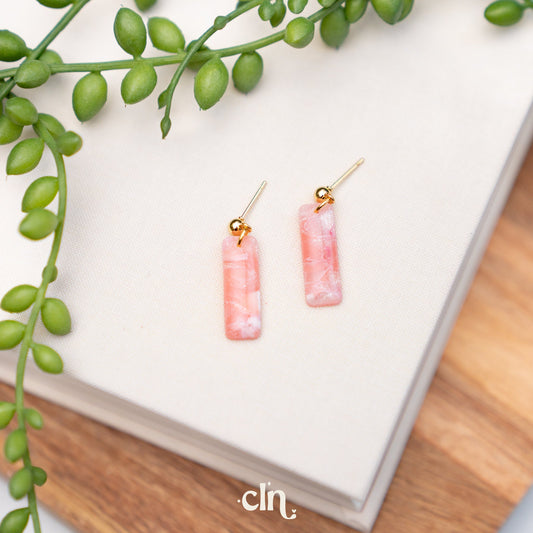 Faux stone dangle - Cotton candy Q - Earrings - CLN Atelier