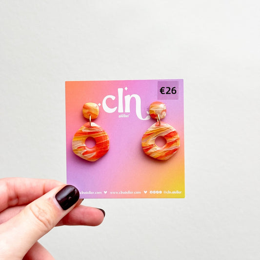 Faux stone donut orange - Earrings - CLN Atelier