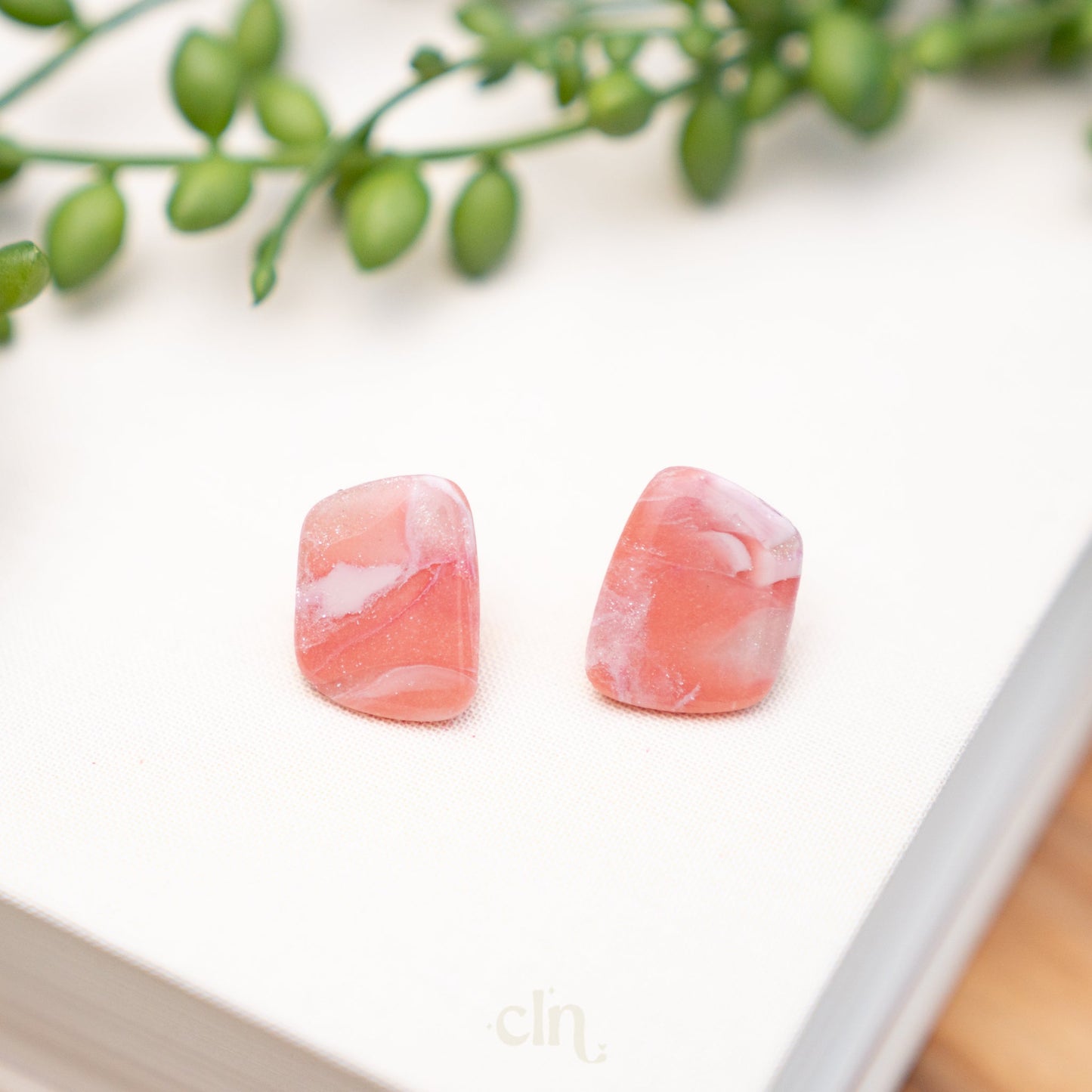 Faux stone stud - Cotton candy G - Earrings - CLN Atelier