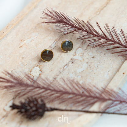 Faux stone stud - Dark C - Earrings - CLN Atelier