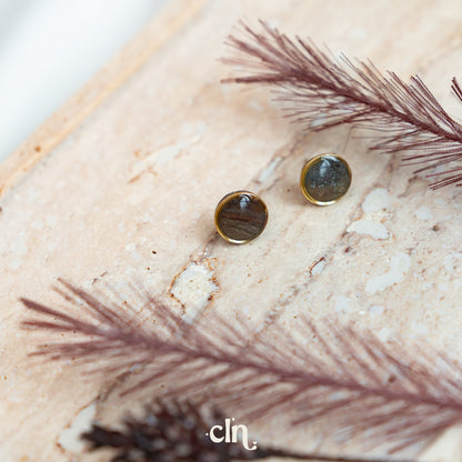 Faux stone stud - Dark C - Earrings - CLN Atelier