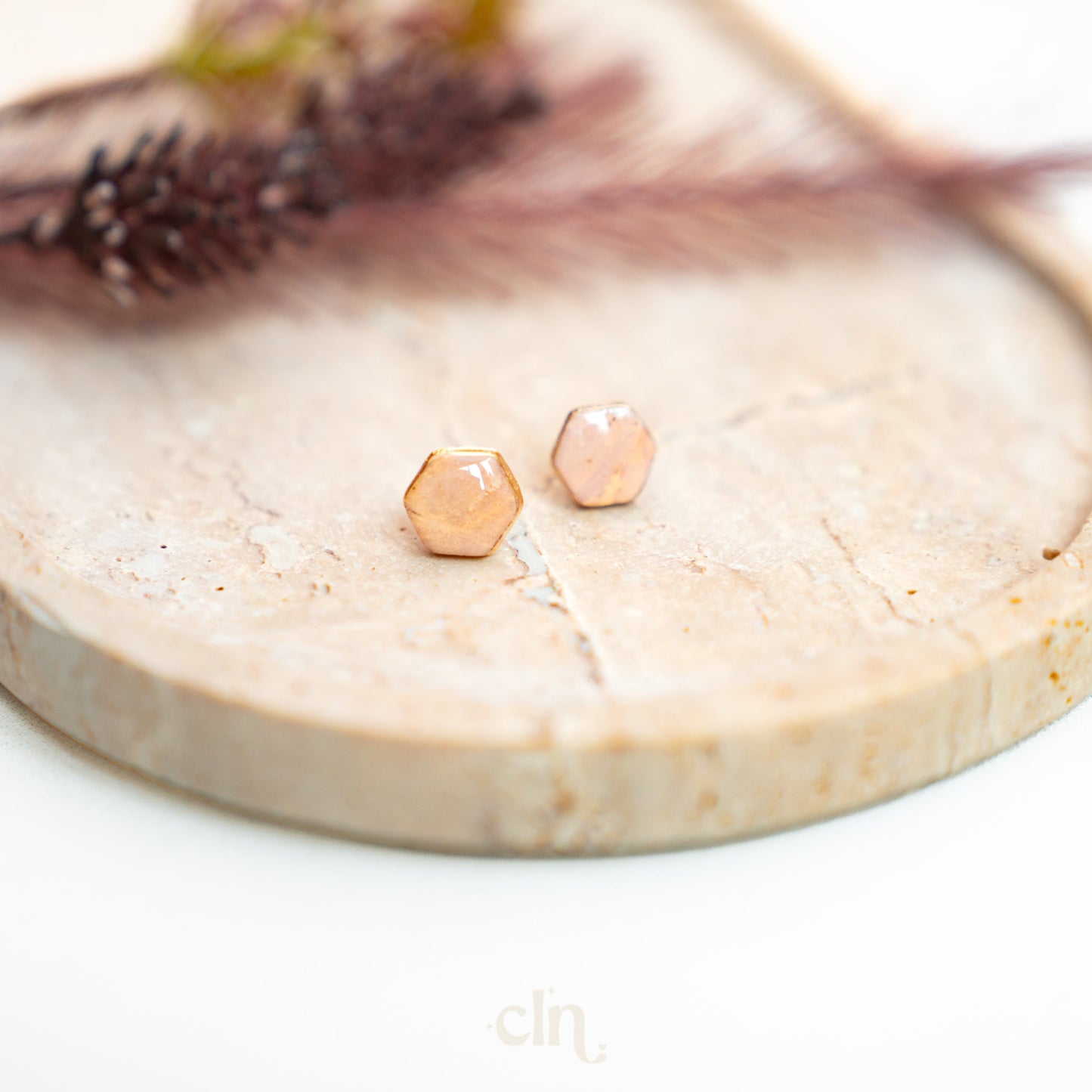 Faux stone stud - Fall J - Earrings - CLN Atelier