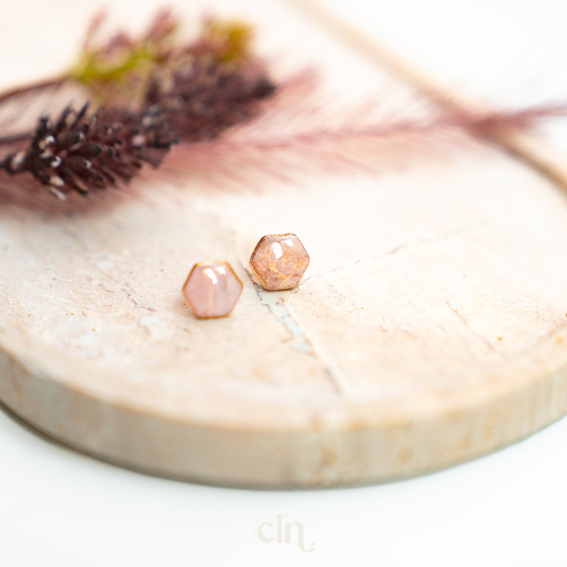 Faux stone stud - Fall J - Earrings - CLN Atelier