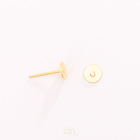 Flat earring post gold plated brass - Earring findings - CLN Atelier