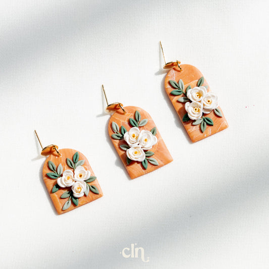 Floral dangles on faux stone (3 sizes) - Earrings - CLN Atelier