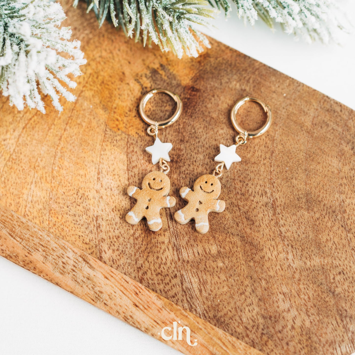 Gingerbread hoops with star bead - CLN Atelier