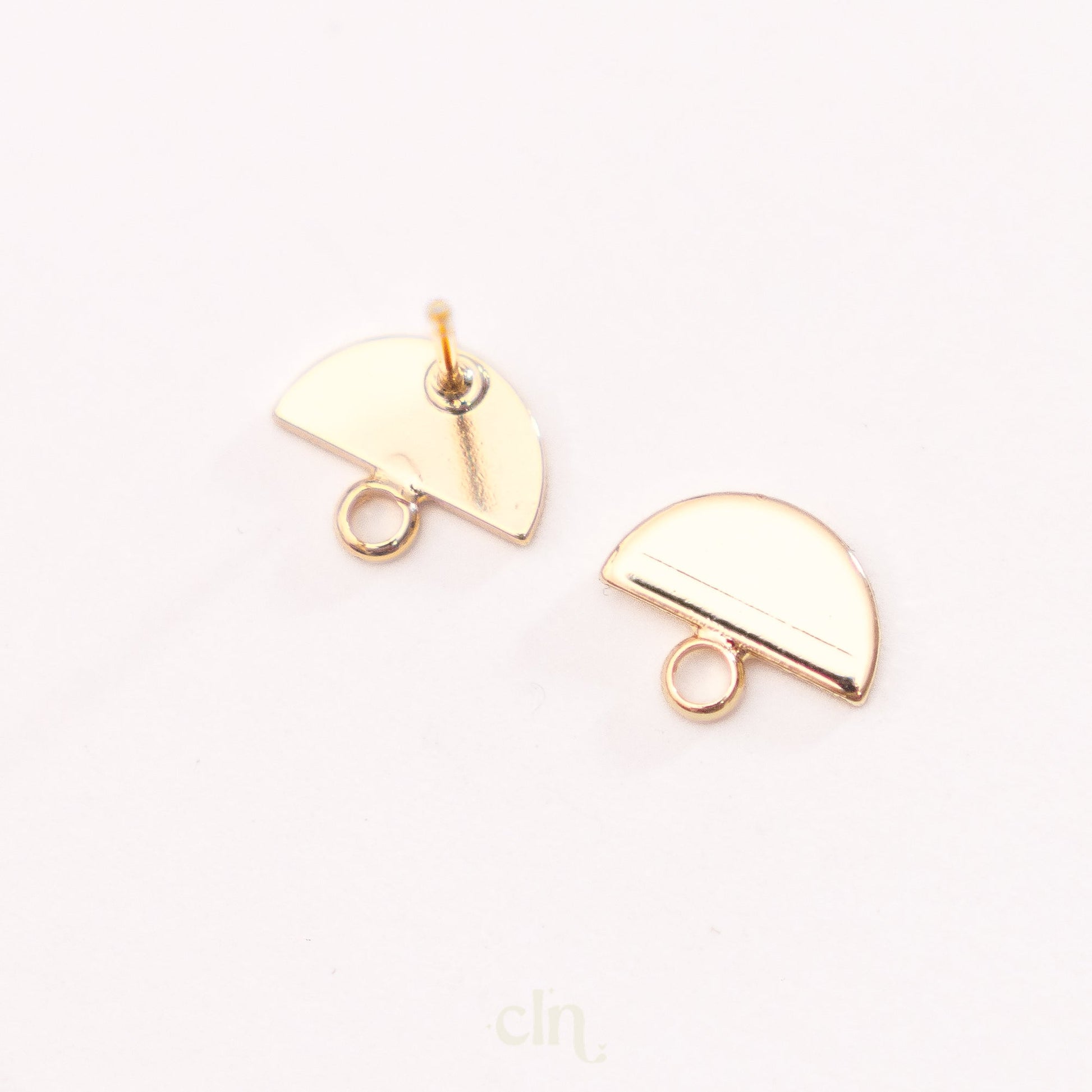 Half circle stud with loop 18K gold plated - Earring findings - CLN Atelier