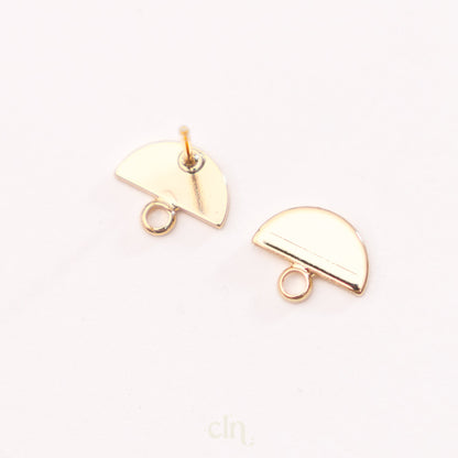 Half circle stud with loop 18K gold plated - Earring findings - CLN Atelier