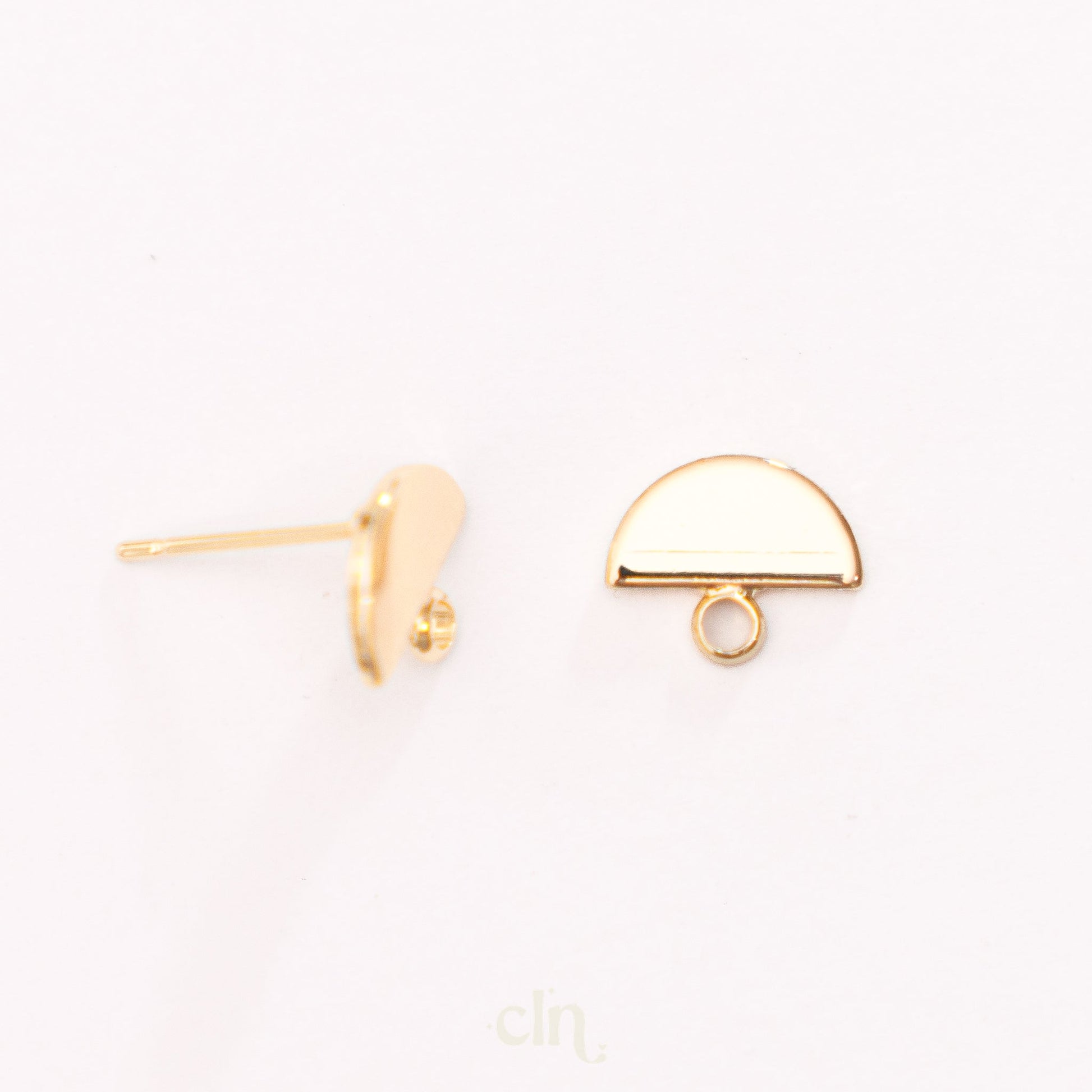 Half circle stud with loop 18K gold plated - Earring findings - CLN Atelier